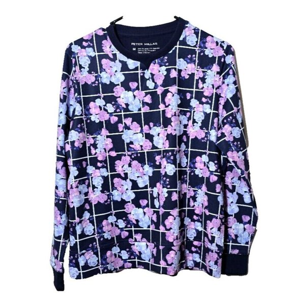 Peter Millar Tops - Peter Millar Womens Golf Birdie Sweatshirt M Purple Floral UPF Activewear Sport